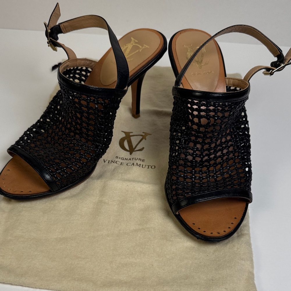 Signature Vince Camuto‎ Woven Leather Slingback Sandal